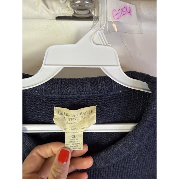 Vintage Y2K American Eagle Lambswool Color Block Sweater Grunge - Picture 5 of 9